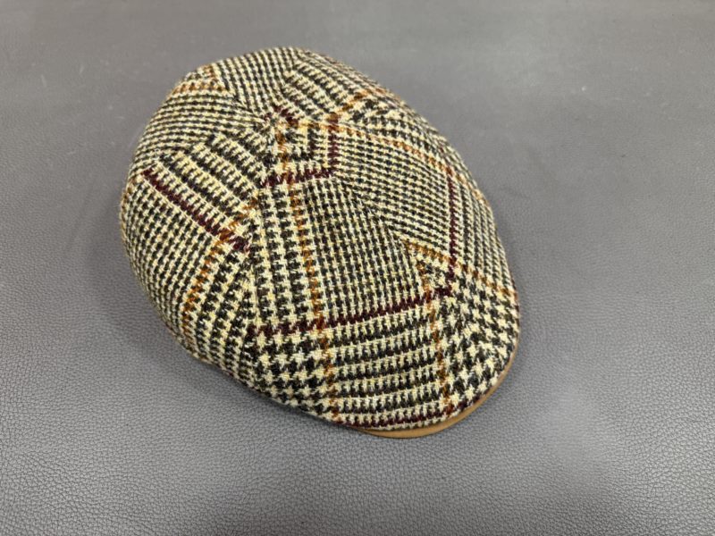 Casquette Harris Tweed et cuir